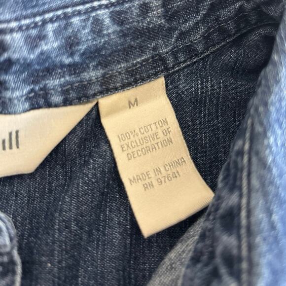 J. Jill Denim Top Shirt Jacket Accented with Beaded Hemline 3/4 Sleeves Size M - Picture 4 of 11